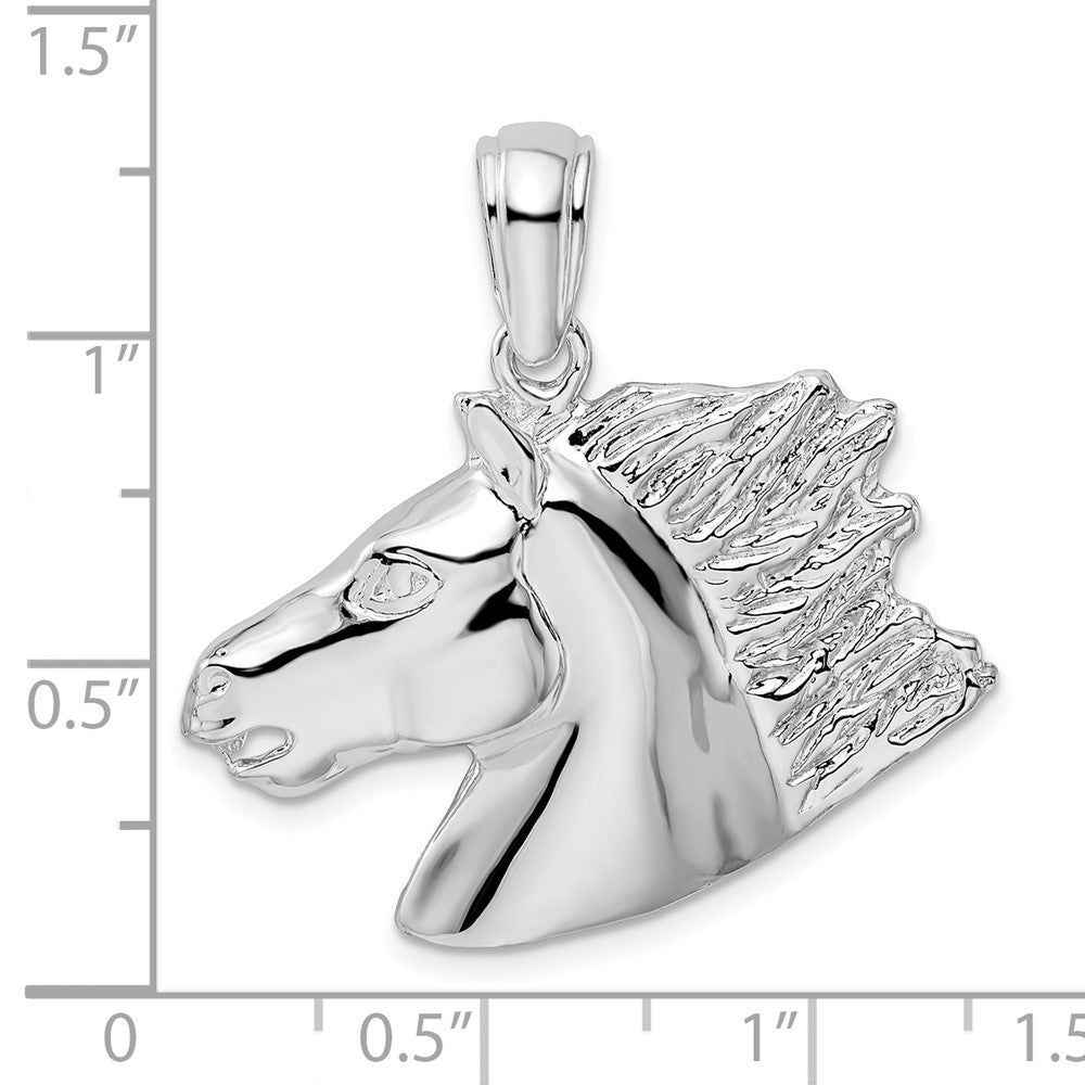 Sterling Silver De-Ani Rhodium-Plated Polished Horse Head Pendant