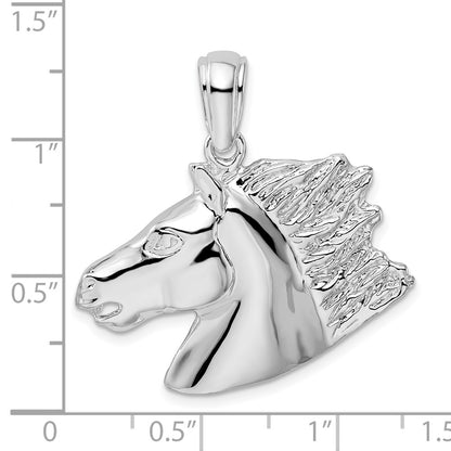 Sterling Silver De-Ani Rhodium-Plated Polished Horse Head Pendant