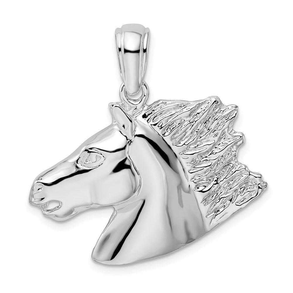 Sterling Silver De-Ani Rhodium-Plated Polished Horse Head Pendant