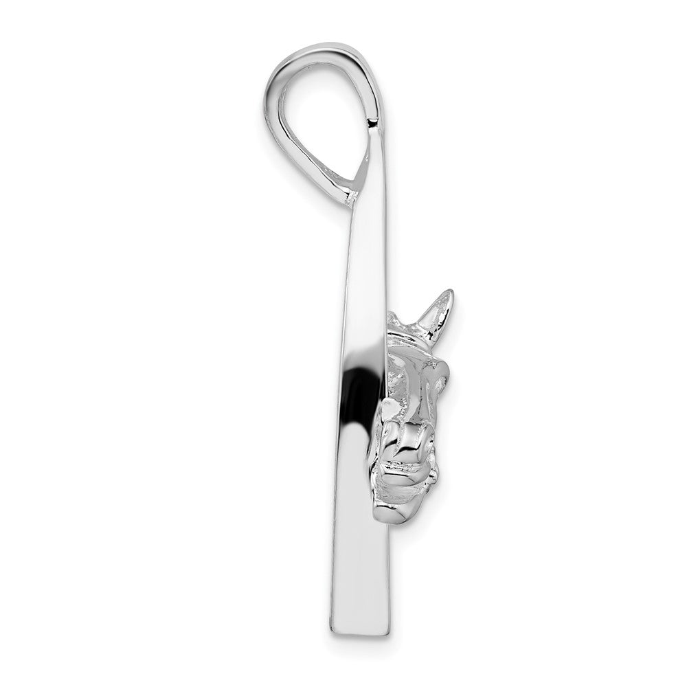 Sterling Silver De-Ani Rhodium-Plated Polished Horse Head With Stirrup Pendant