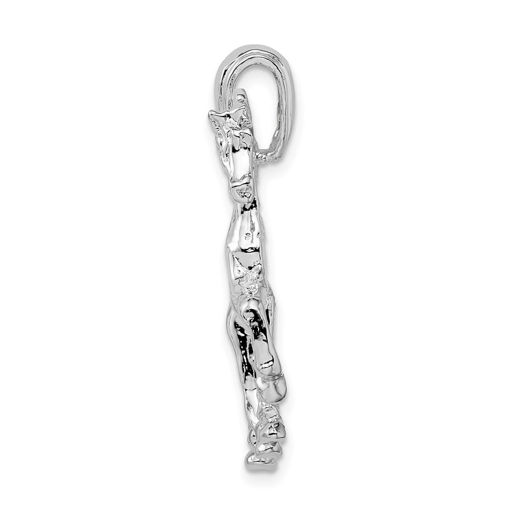 Sterling Silver De-Ani Rhodium-Plated Polished Walking Horse Pendant