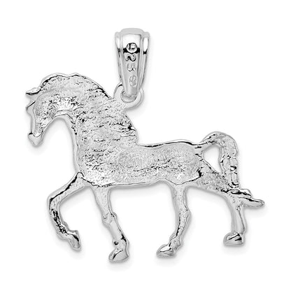 Sterling Silver De-Ani Rhodium-Plated Polished Walking Horse Pendant