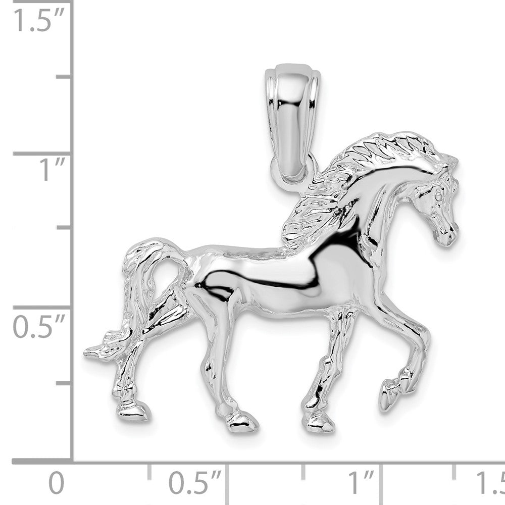 Sterling Silver De-Ani Rhodium-Plated Polished Walking Horse Pendant