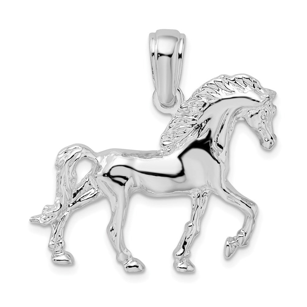 Sterling Silver De-Ani Rhodium-Plated Polished Walking Horse Pendant