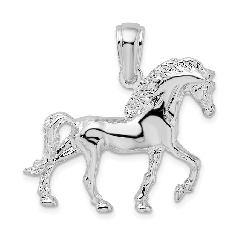 Sterling Silver De-Ani Rhodium-Plated Polished Walking Horse Pendant