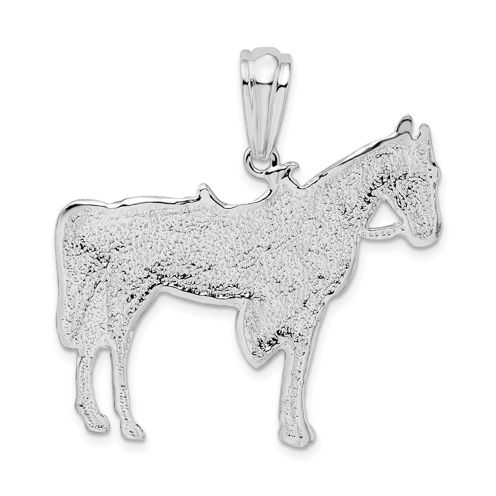 Sterling Silver De-Ani Rhodium-Plated Polished Horse With Saddle Pendant