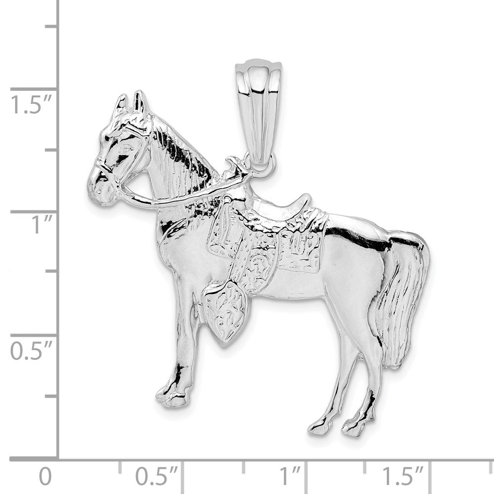 Sterling Silver De-Ani Rhodium-Plated Polished Horse With Saddle Pendant