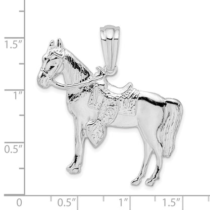 Sterling Silver De-Ani Rhodium-Plated Polished Horse With Saddle Pendant