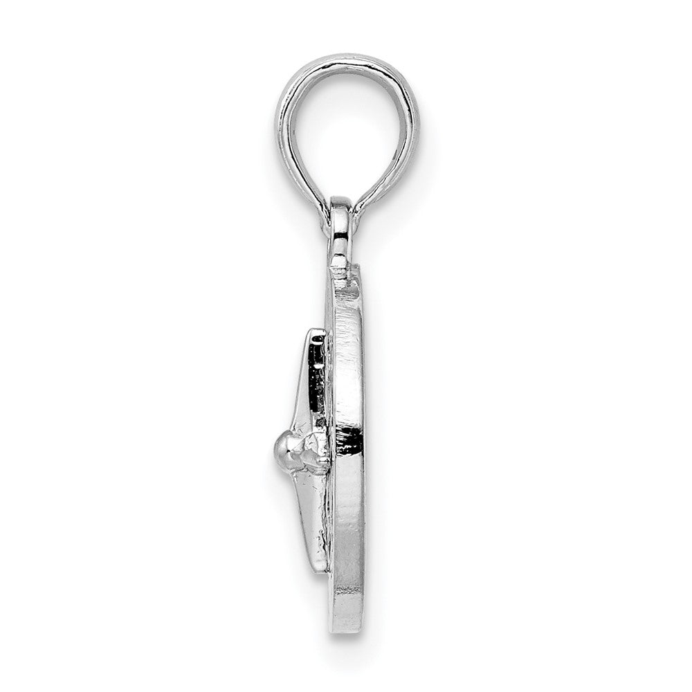 Sterling Silver De-Ani Rhodium-Plated Polished Mini Compass Pendant