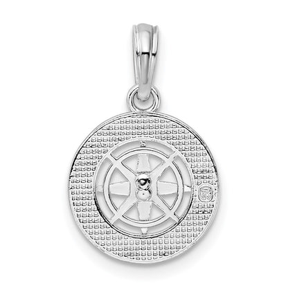 Sterling Silver De-Ani Rhodium-Plated Polished Mini Compass Pendant