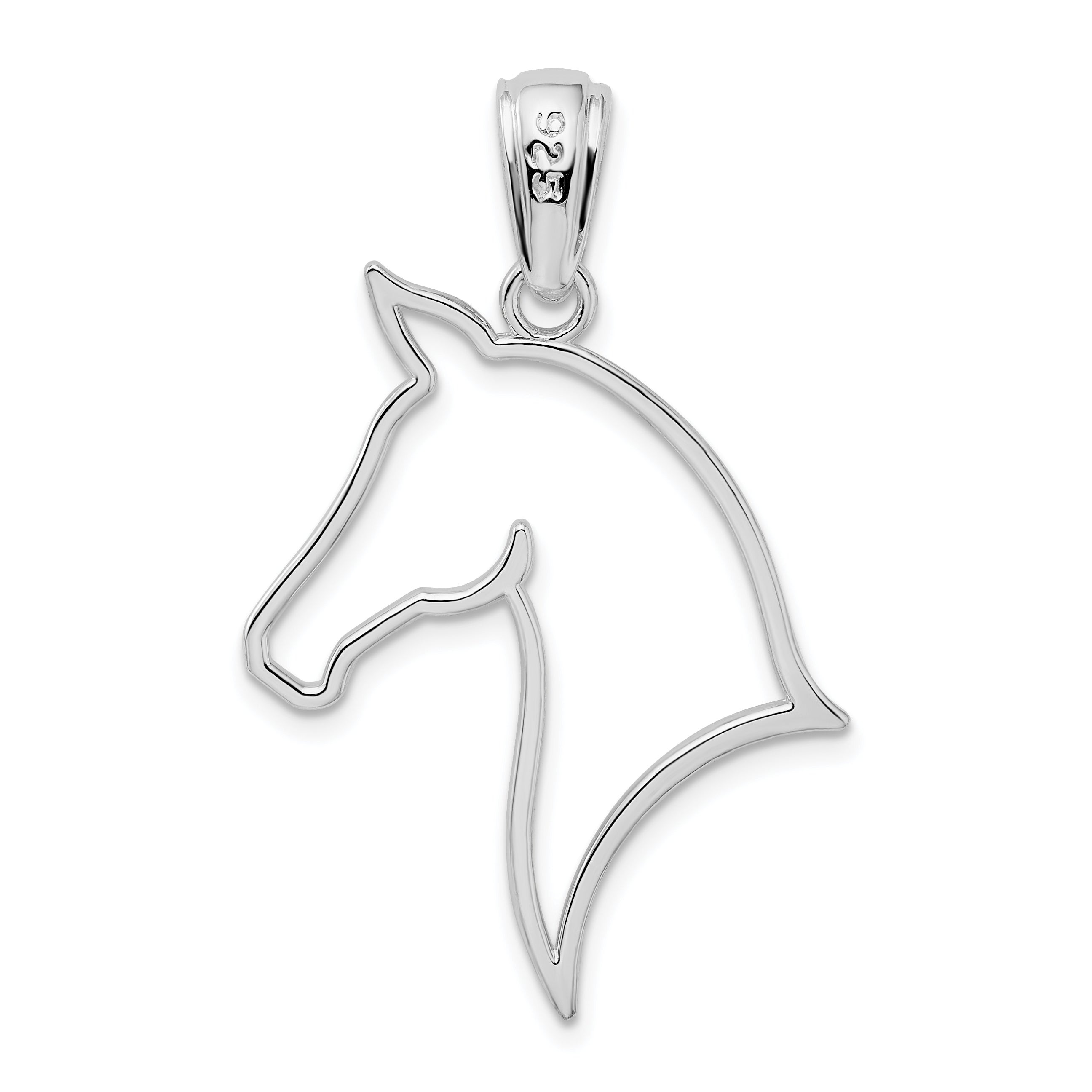 Sterling Silver De-Ani Rhodium-Plated Polished Cut-Out Horse Head Pendant