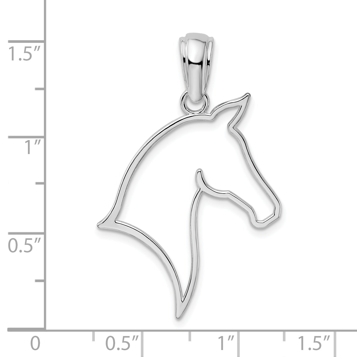 Sterling Silver De-Ani Rhodium-Plated Polished Cut-Out Horse Head Pendant