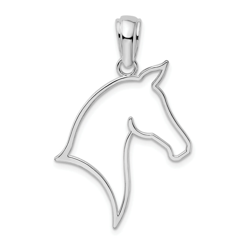 Sterling Silver De-Ani Rhodium-Plated Polished Cut-Out Horse Head Pendant