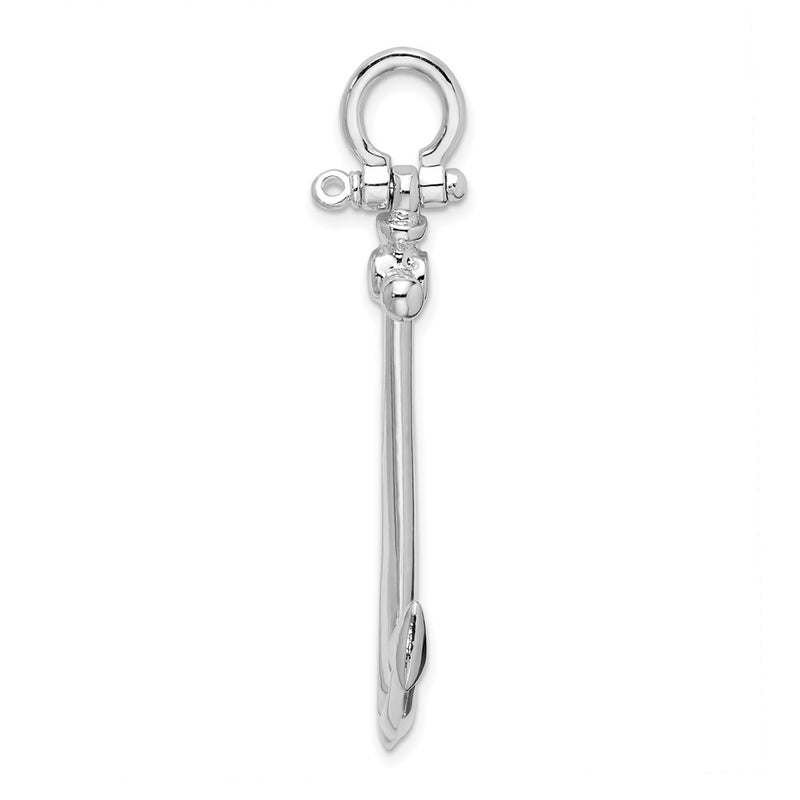 Sterling Silver De-Ani Rhodium-Plated Polished 3D Large Anchor Pendant