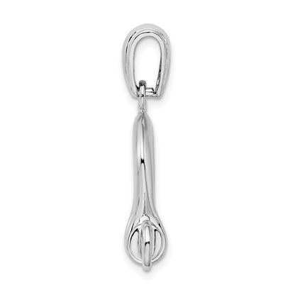Sterling Silver De-Ani Rhodium-Plated Polished 3D Large Shackle Link Pendant