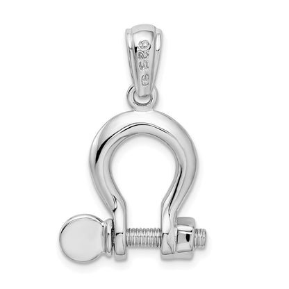 Sterling Silver De-Ani Rhodium-Plated Polished 3D Large Shackle Link Pendant