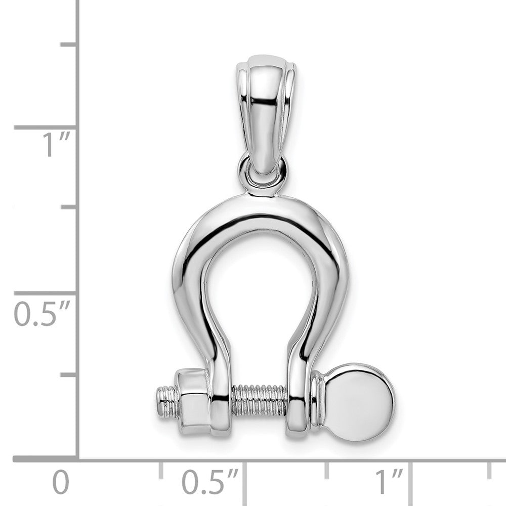 Sterling Silver De-Ani Rhodium-Plated Polished 3D Large Shackle Link Pendant