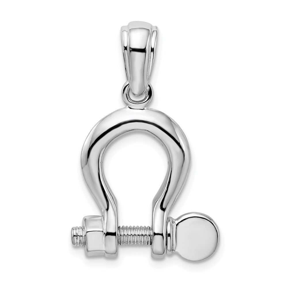 Sterling Silver De-Ani Rhodium-Plated Polished 3D Large Shackle Link Pendant