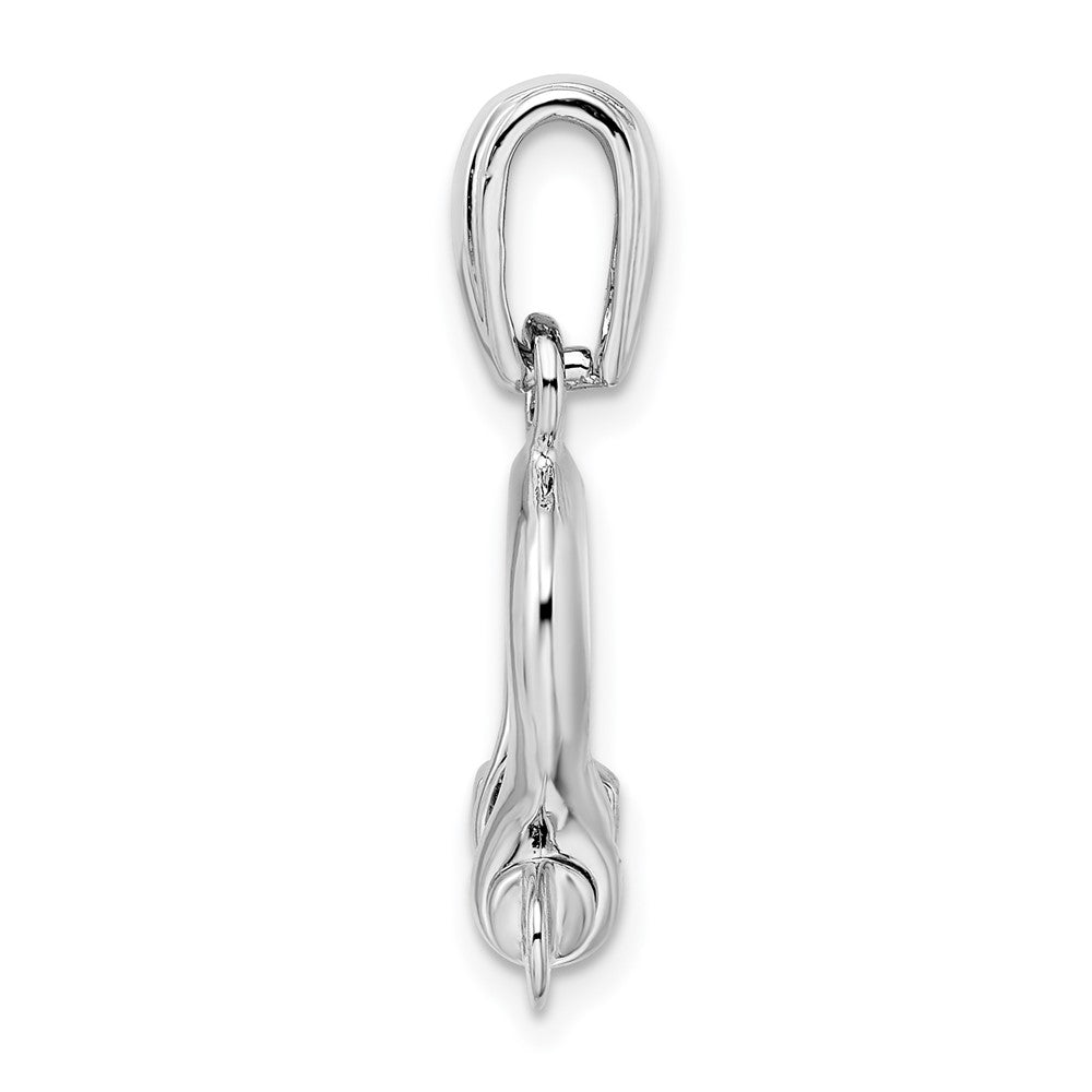 Sterling Silver De-Ani Rhodium-Plated Polished 3D Medium Shackle Link Pendant