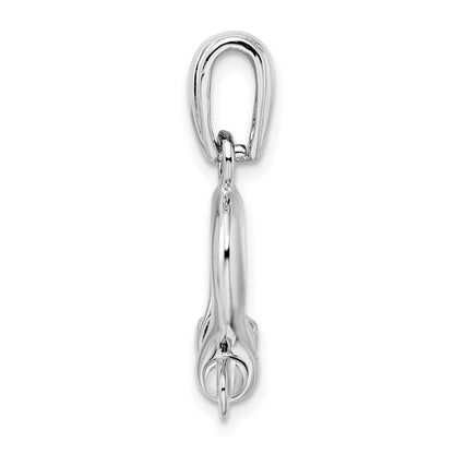 Sterling Silver De-Ani Rhodium-Plated Polished 3D Medium Shackle Link Pendant