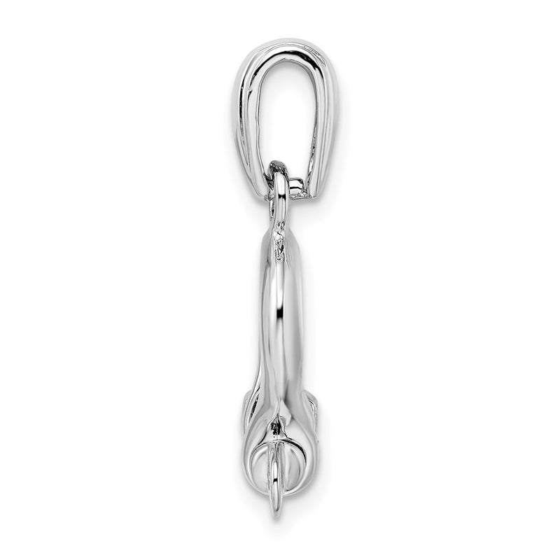 Sterling Silver De-Ani Rhodium-Plated Polished 3D Medium Shackle Link Pendant