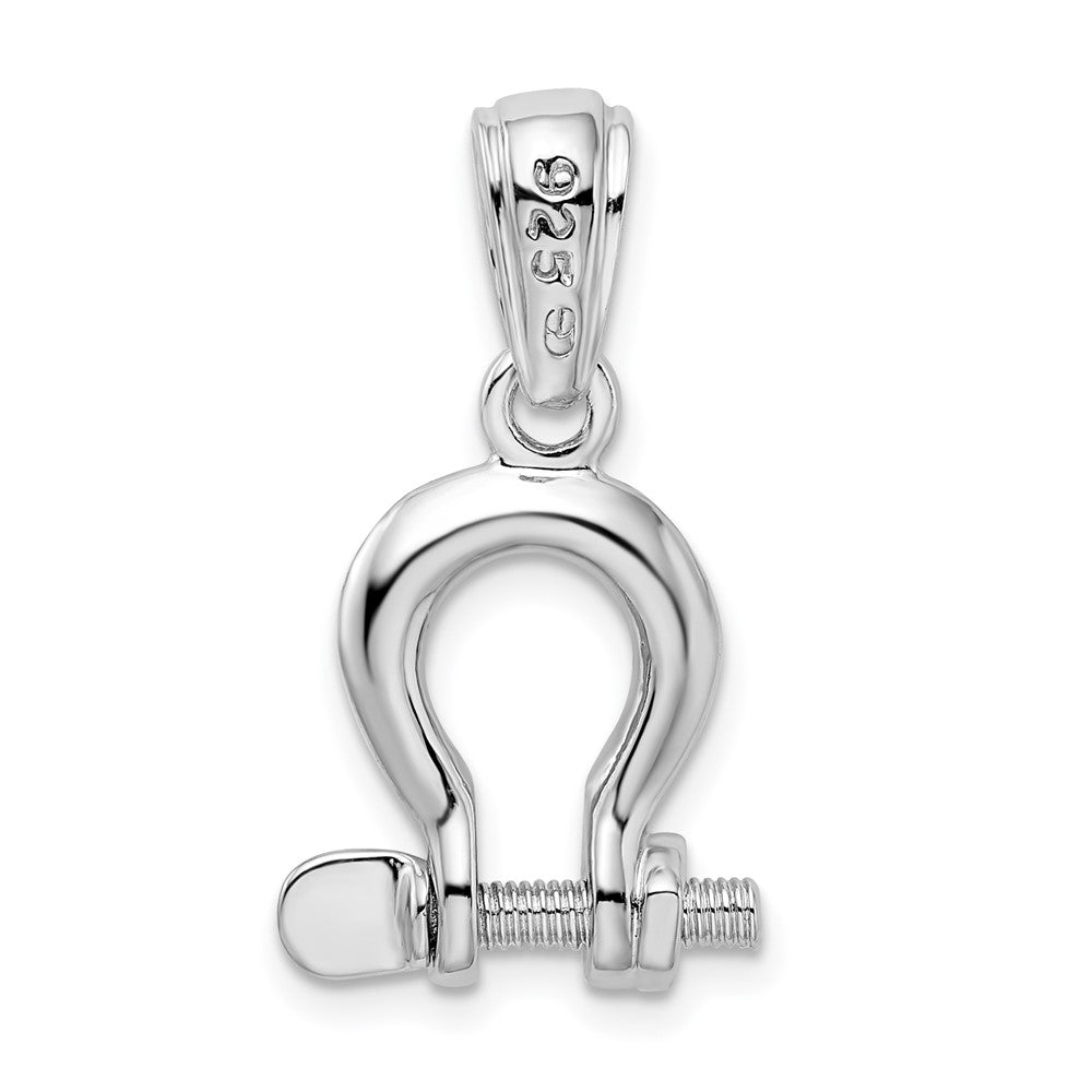 Sterling Silver De-Ani Rhodium-Plated Polished 3D Medium Shackle Link Pendant