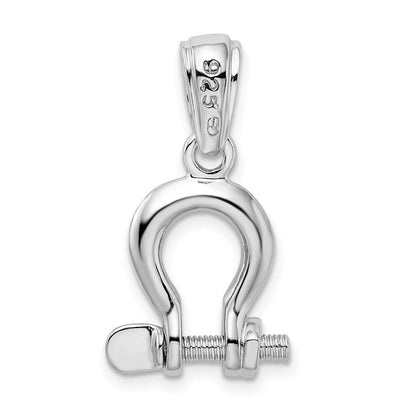Sterling Silver De-Ani Rhodium-Plated Polished 3D Medium Shackle Link Pendant