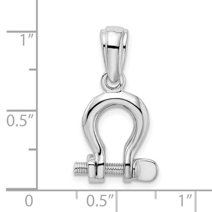 Sterling Silver De-Ani Rhodium-Plated Polished 3D Medium Shackle Link Pendant