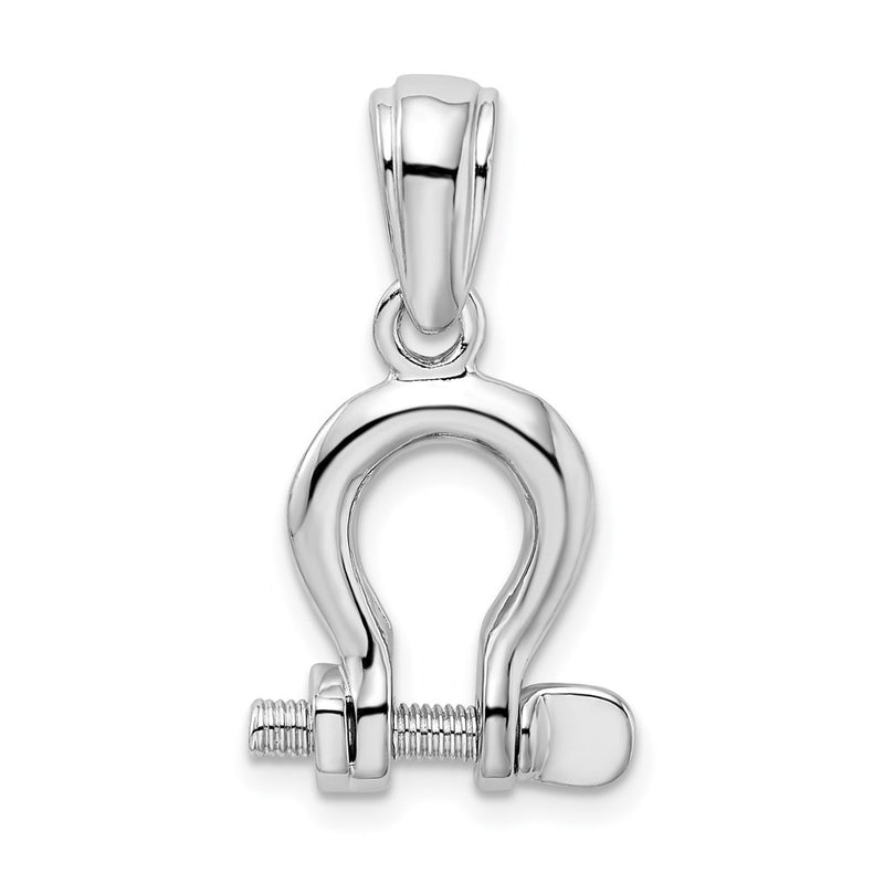 Sterling Silver De-Ani Rhodium-Plated Polished 3D Medium Shackle Link Pendant