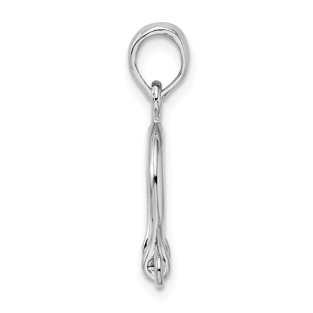 Sterling Silver De-Ani Rhodium-Plated Polished 3D Small Shackle Link Pendant