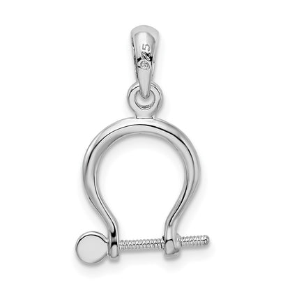 Sterling Silver De-Ani Rhodium-Plated Polished 3D Small Shackle Link Pendant