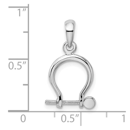 Sterling Silver De-Ani Rhodium-Plated Polished 3D Small Shackle Link Pendant