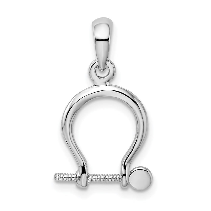 Sterling Silver De-Ani Rhodium-Plated Polished 3D Small Shackle Link Pendant