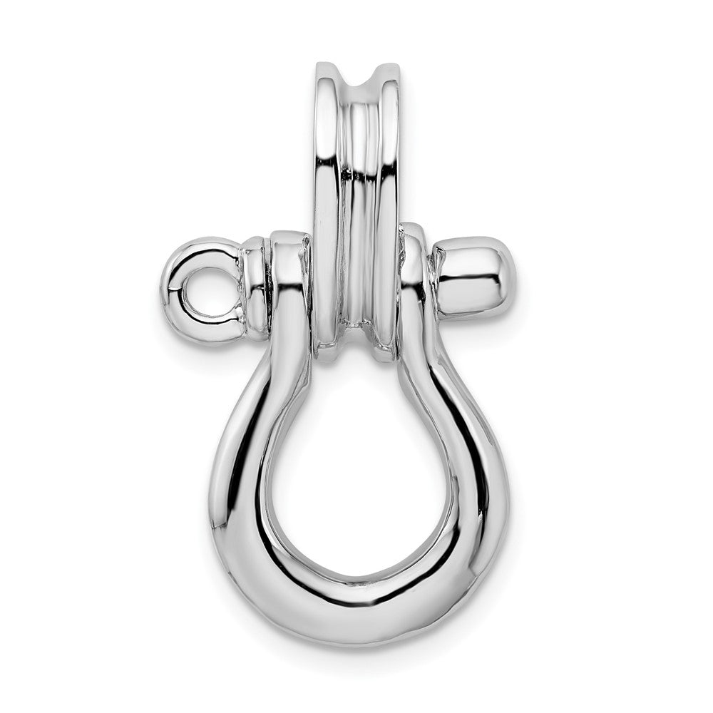 Sterling Silver De-Ani Rhodium-Plated 3D Large Shackle Link With Pulley Pendant