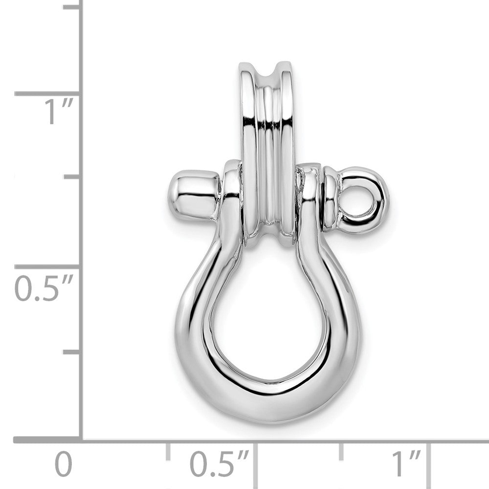 Sterling Silver De-Ani Rhodium-Plated 3D Large Shackle Link With Pulley Pendant