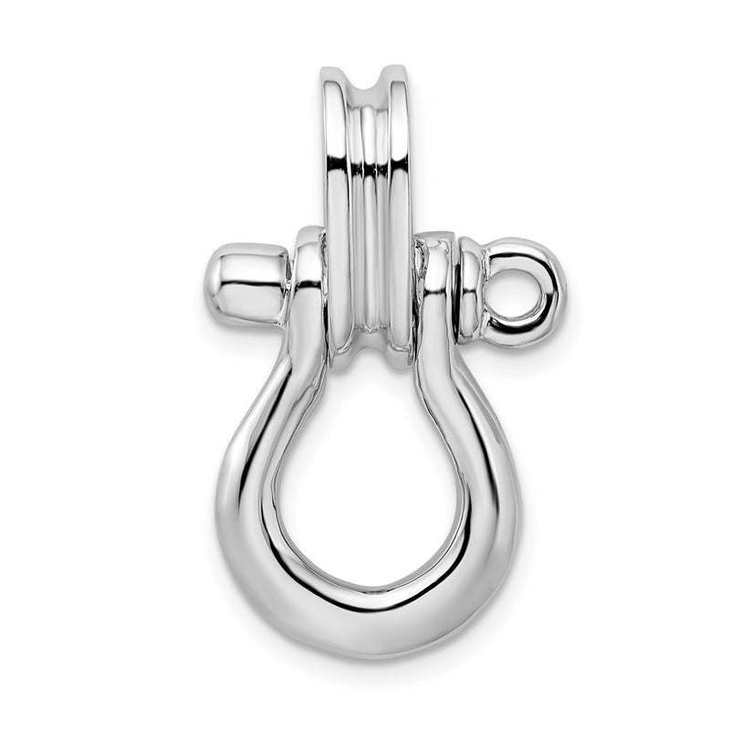 Sterling Silver De-Ani Rhodium-Plated 3D Large Shackle Link With Pulley Pendant