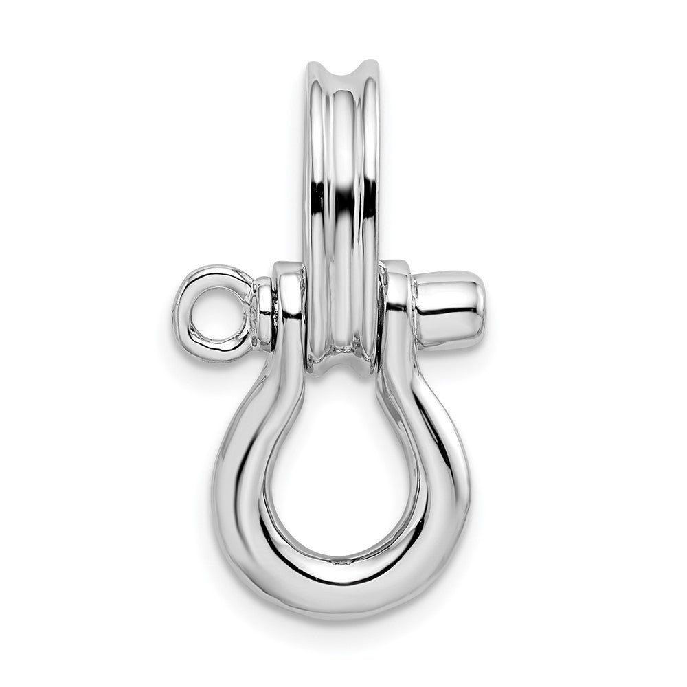 Sterling Silver De-Ani Rhodium-Plated 3D Medium Shackle Link With Pulley Pendant
