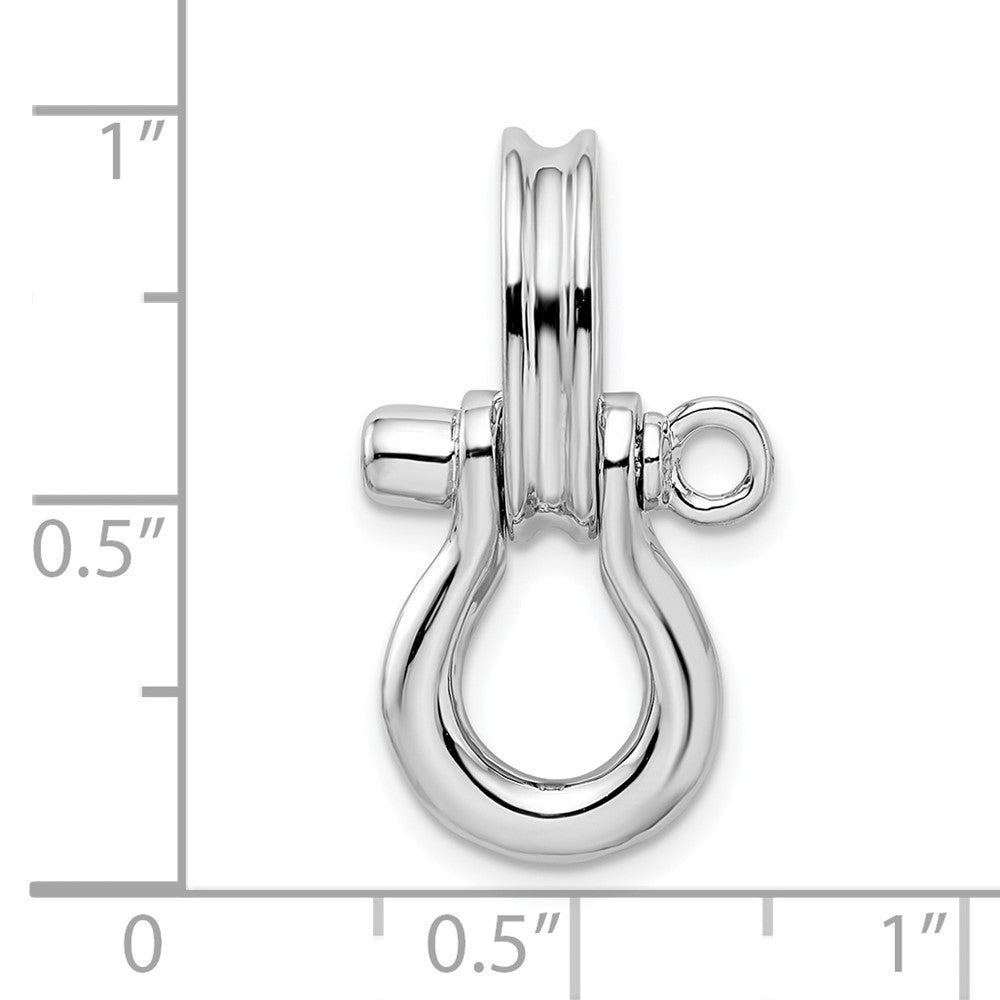Sterling Silver De-Ani Rhodium-Plated 3D Medium Shackle Link With Pulley Pendant