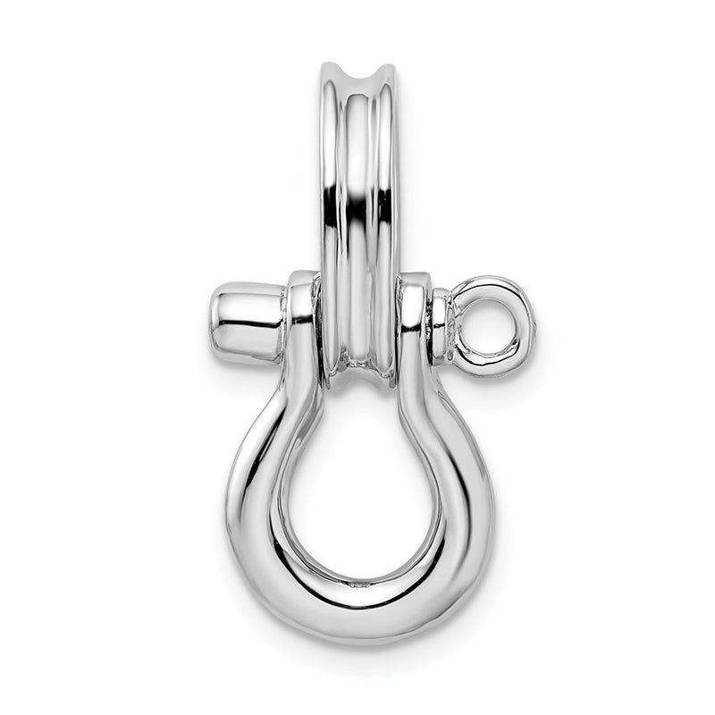 Sterling Silver De-Ani Rhodium-Plated 3D Medium Shackle Link With Pulley Pendant