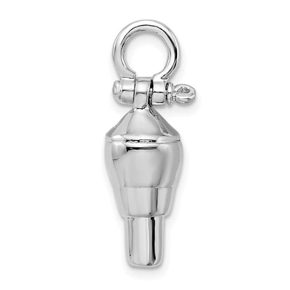 Sterling Silver De-Ani Rhodium-Plated Polished 3D Swivel With Shackle Bail Pendant