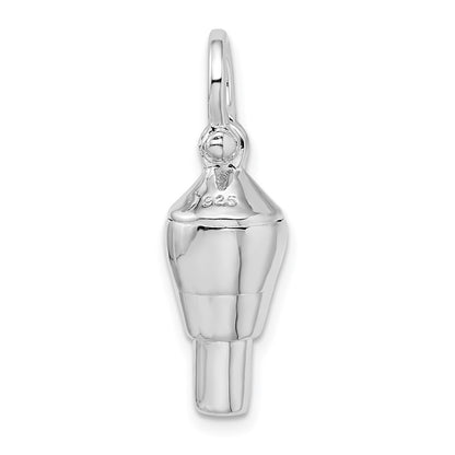 Sterling Silver De-Ani Rhodium-Plated Polished 3D Swivel With Shackle Bail Pendant