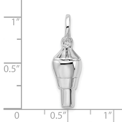 Sterling Silver De-Ani Rhodium-Plated Polished 3D Swivel With Shackle Bail Pendant