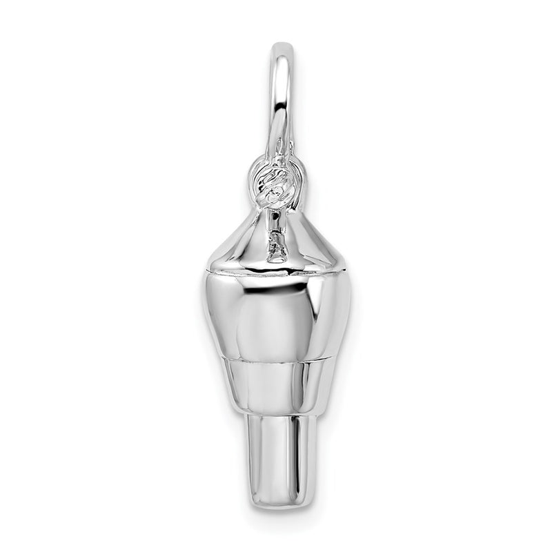 Sterling Silver De-Ani Rhodium-Plated Polished 3D Swivel With Shackle Bail Pendant