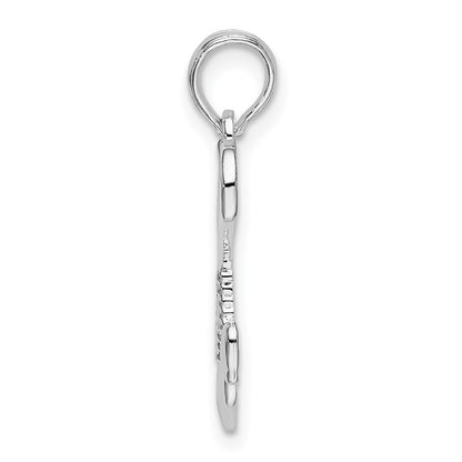 Sterling Silver De-Ani Rhodium-Plated Polished Cut-Out Heart With Tassel Pendant