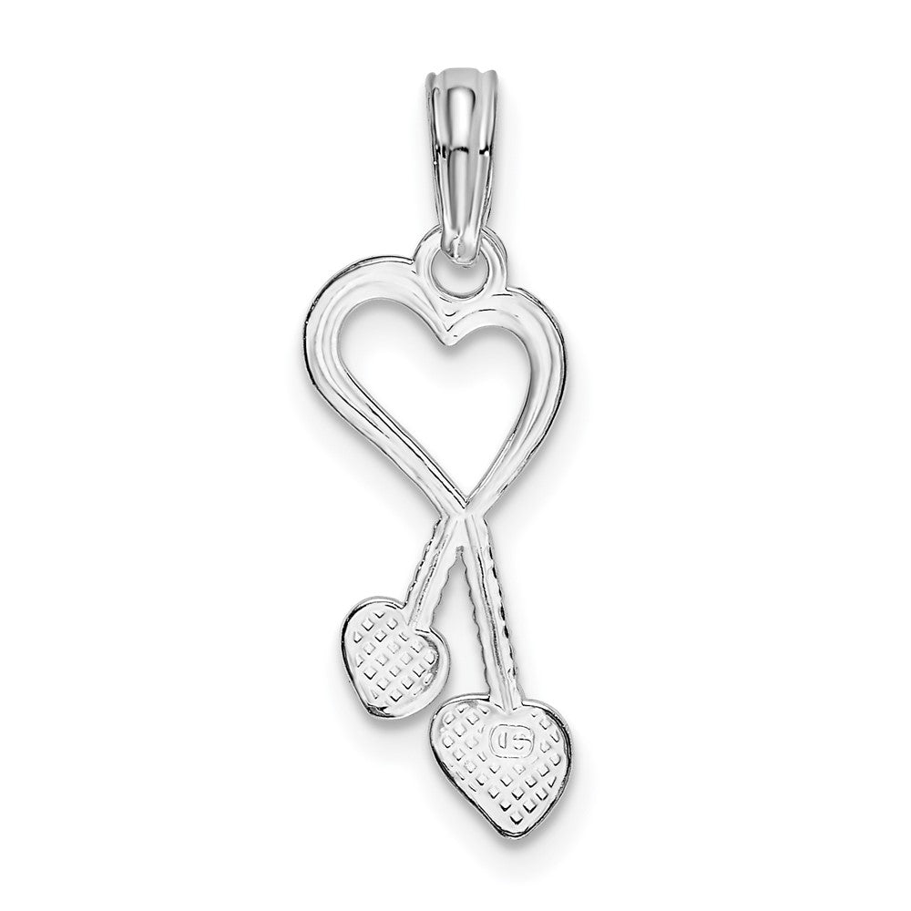 Sterling Silver De-Ani Rhodium-Plated Polished Cut-Out Heart With Tassel Pendant