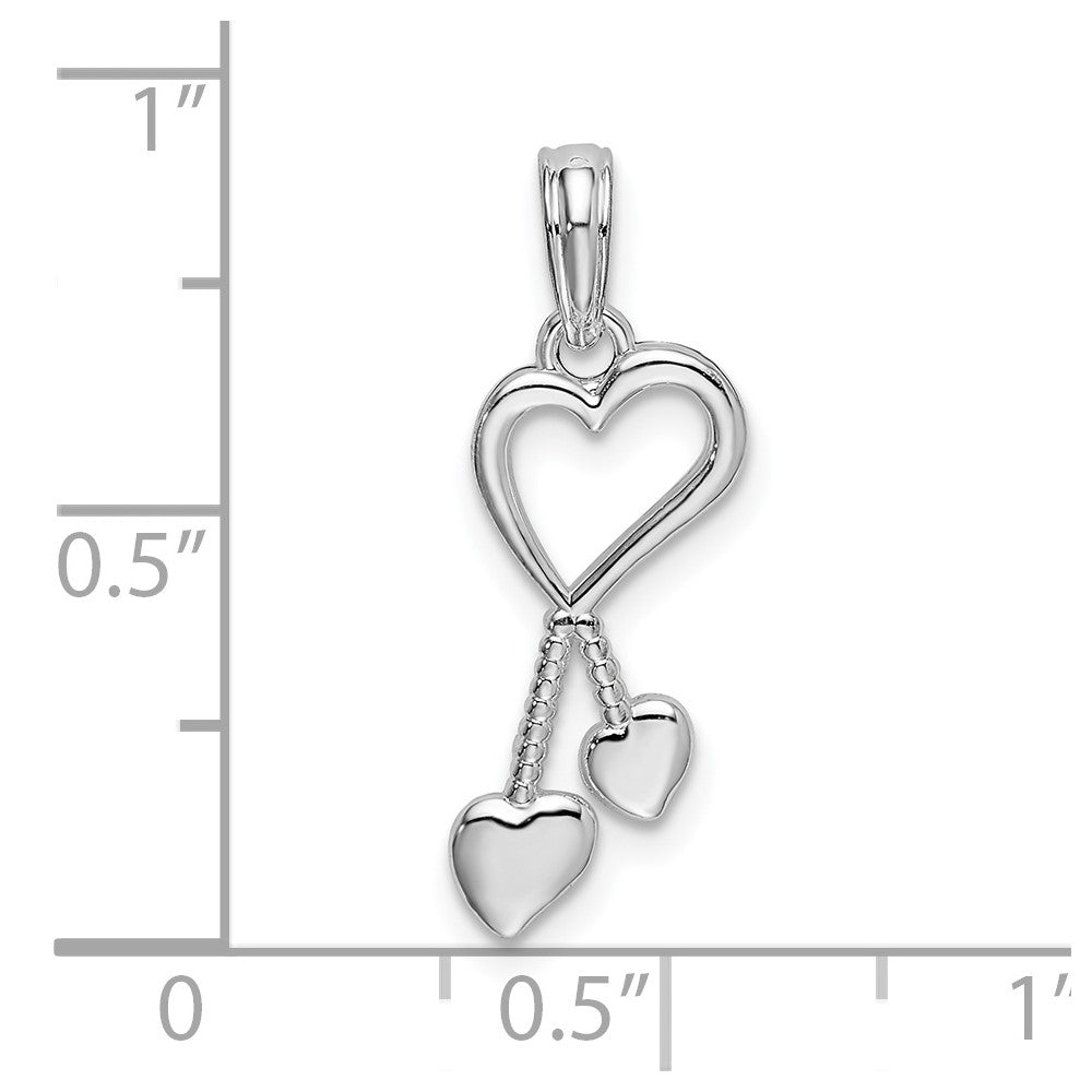 Sterling Silver De-Ani Rhodium-Plated Polished Cut-Out Heart With Tassel Pendant