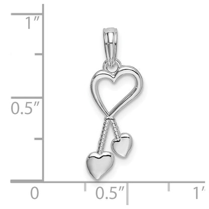 Sterling Silver De-Ani Rhodium-Plated Polished Cut-Out Heart With Tassel Pendant