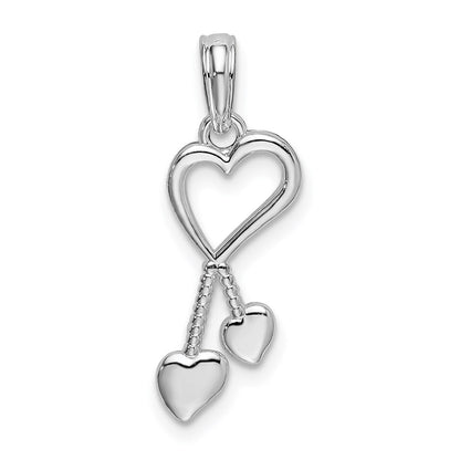 Sterling Silver De-Ani Rhodium-Plated Polished Cut-Out Heart With Tassel Pendant