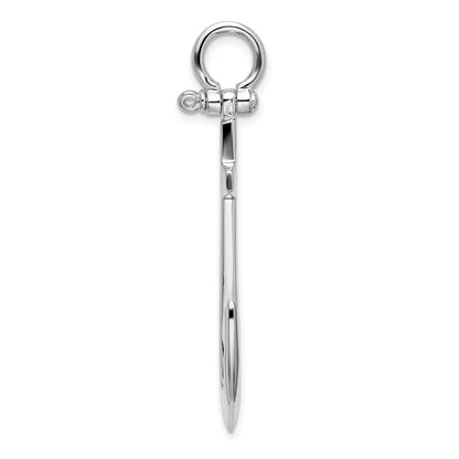 Sterling Silver De-Ani Rhodium-Plated Polished 3D Large Anchor Pendant