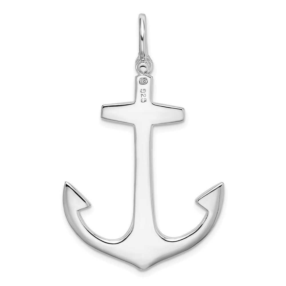 Sterling Silver De-Ani Rhodium-Plated Polished 3D Large Anchor Pendant